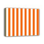 Vertical Stripes - White and Safety Orange Deluxe Canvas 14  x 11  (Stretched)