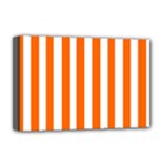 Vertical Stripes - White and Safety Orange Deluxe Canvas 18  x 12  (Stretched)