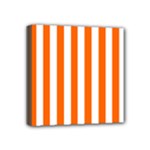 Vertical Stripes - White and Safety Orange Mini Canvas 4  x 4  (Stretched)