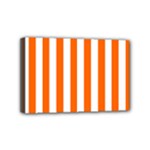 Vertical Stripes - White and Safety Orange Mini Canvas 6  x 4  (Stretched)