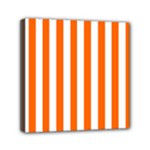 Vertical Stripes - White and Safety Orange Mini Canvas 6  x 6  (Stretched)