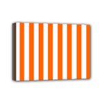 Vertical Stripes - White and Safety Orange Mini Canvas 7  x 5  (Stretched)