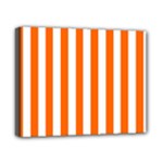 Vertical Stripes - White and Safety Orange Canvas 10  x 8  (Stretched)