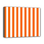 Vertical Stripes - White and Safety Orange Canvas 14  x 11  (Stretched)