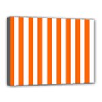 Vertical Stripes - White and Safety Orange Canvas 16  x 12  (Stretched)