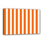 Vertical Stripes - White and Safety Orange Canvas 18  x 12  (Stretched)