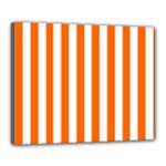 Vertical Stripes - White and Safety Orange Canvas 20  x 16  (Stretched)