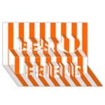 Vertical Stripes - White and Safety Orange Best Friends 3D Greeting Card (8x4)