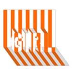 Vertical Stripes - White and Safety Orange GIRL 3D Greeting Card (7x5)