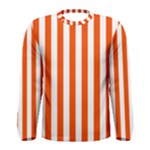 Vertical Stripes - White and Tangelo Orange Men s Long Sleeve T-shirt