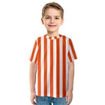 Vertical Stripes - White and Tangelo Orange Kid s Sport Mesh Tee