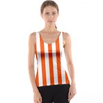 Vertical Stripes - White and Tangelo Orange Tank Top