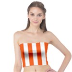 Vertical Stripes - White and Tangelo Orange Tube Top