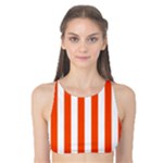 Vertical Stripes - White and Tangelo Orange Tank Bikini Top