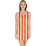 Vertical Stripes - White and Tangelo Orange Bodycon Dress