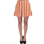 Vertical Stripes - White and Tangelo Orange Skater Skirt