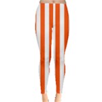Vertical Stripes - White and Tangelo Orange Women s Leggings