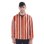 Vertical Stripes - White and Tangelo Orange Wind Breaker (Men)