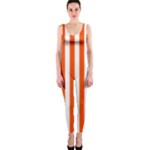 Vertical Stripes - White and Tangelo Orange OnePiece Catsuit