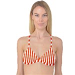 Vertical Stripes - White and Tangelo Orange Reversible Tri Bikini Top