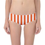 Vertical Stripes - White and Tangelo Orange Classic Bikini Bottoms