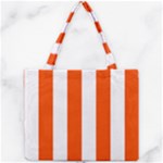 Vertical Stripes - White and Tangelo Orange Mini Tote Bag