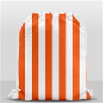 Vertical Stripes - White and Tangelo Orange Drawstring Bag (Small)