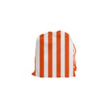 Vertical Stripes - White and Tangelo Orange Drawstring Pouch (XS)