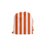 Vertical Stripes - White and Tangelo Orange Drawstring Pouch (S)