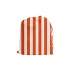 Vertical Stripes - White and Tangelo Orange Drawstring Pouch (M)