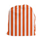 Vertical Stripes - White and Tangelo Orange Drawstring Pouch (XXl)