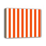 Vertical Stripes - White and Tangelo Orange Deluxe Canvas 14  x 11  (Stretched)