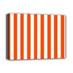 Vertical Stripes - White and Tangelo Orange Deluxe Canvas 16  x 12  (Stretched)