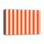 Vertical Stripes - White and Tangelo Orange Deluxe Canvas 18  x 12  (Stretched)