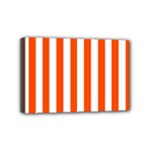 Vertical Stripes - White and Tangelo Orange Mini Canvas 6  x 4  (Stretched)