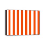 Vertical Stripes - White and Tangelo Orange Mini Canvas 7  x 5  (Stretched)