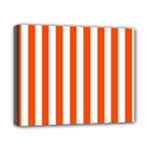 Vertical Stripes - White and Tangelo Orange Canvas 10  x 8  (Stretched)