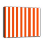Vertical Stripes - White and Tangelo Orange Canvas 14  x 11  (Stretched)