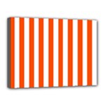 Vertical Stripes - White and Tangelo Orange Canvas 16  x 12  (Stretched)
