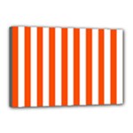 Vertical Stripes - White and Tangelo Orange Canvas 18  x 12  (Stretched)