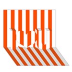 Vertical Stripes - White and Tangelo Orange I Love You 3D Greeting Card (7x5)