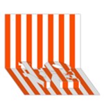 Vertical Stripes - White and Tangelo Orange LOVE Bottom 3D Greeting Card (7x5)