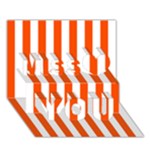 Vertical Stripes - White and Tangelo Orange Miss You 3D Greeting Card (7x5)