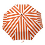 Vertical Stripes - White and Tangelo Orange Folding Umbrella