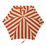 Vertical Stripes - White and Tangelo Orange Mini Umbrella
