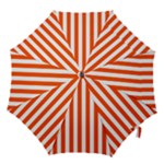 Vertical Stripes - White and Tangelo Orange Hook Handle Umbrella (Medium)