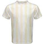Vertical Stripes - White and Cornsilk Yellow Men s Cotton Tee