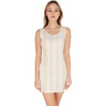 Vertical Stripes - White and Cornsilk Yellow Bodycon Dress