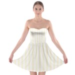 Vertical Stripes - White and Cornsilk Yellow Strapless Bra Top Dress