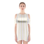 Vertical Stripes - White and Cornsilk Yellow Women s Cutout Shoulder Dress